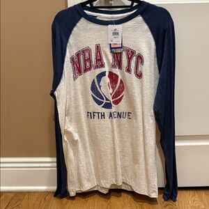 NBA Long Sleeve Shirt - Cream and Blue